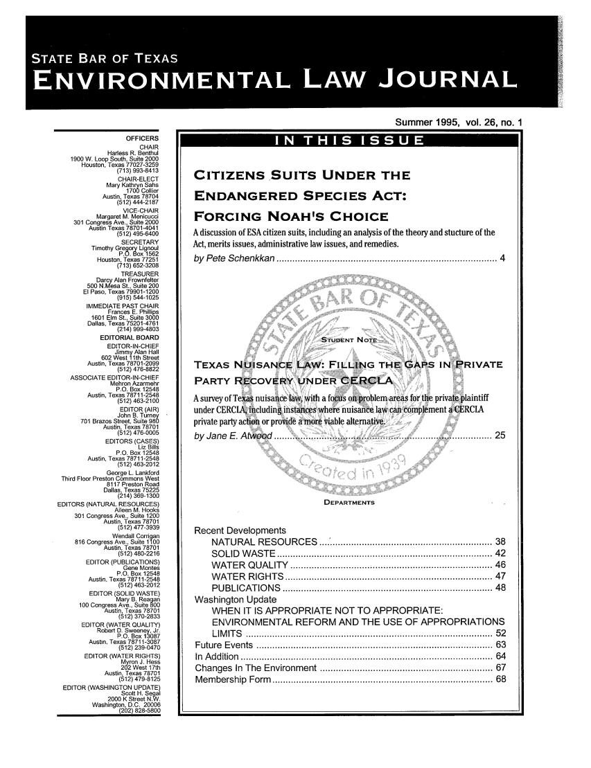 State Bar Of Texas Environmental Law Journal V 26