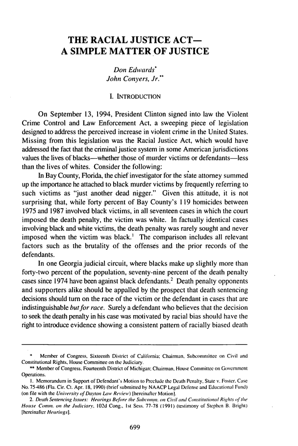 The Racial Justice Act A Simple Matter of Justice Symposium Violent