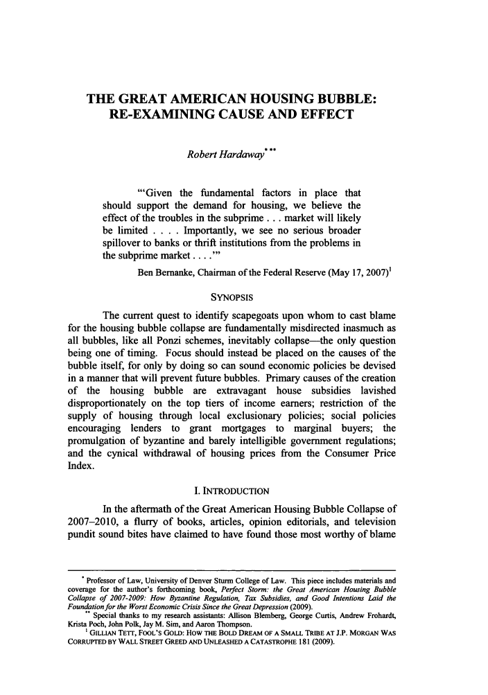 The Great American Housing Bubble Re Examining Cause And