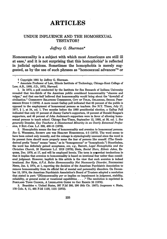 Undue Influence And The Homosexual Testator 42 University Of Pittsburgh Law Review 1980 1981