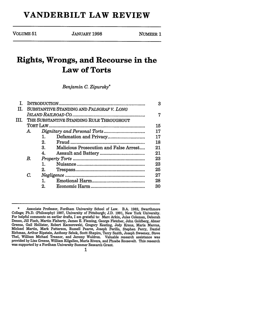 Rights Wrongs And Recourse In The Law Of Torts 51