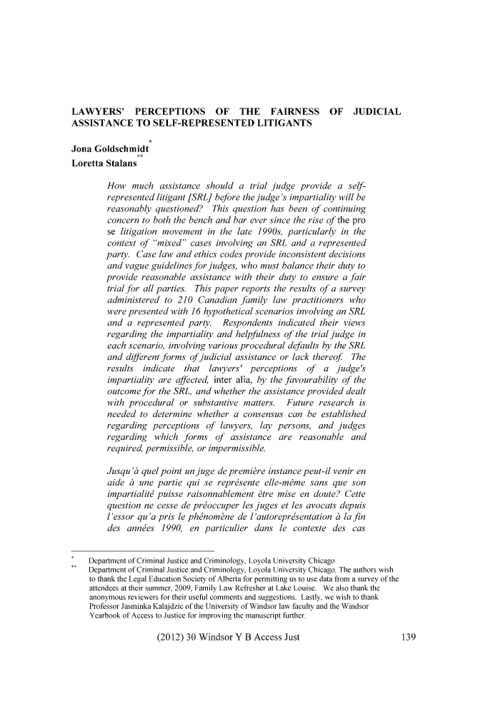 Lawyers Perceptions Of The Fairness Of Judicial Assistance To