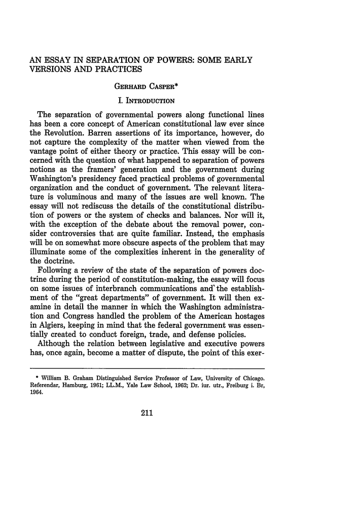 Essay On Separation Of Power Essay On Separation Of Power