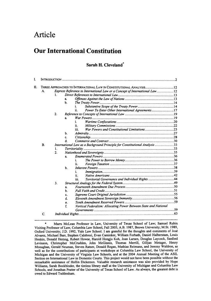 Our International Constitution 31 Yale Journal of International Law 2006