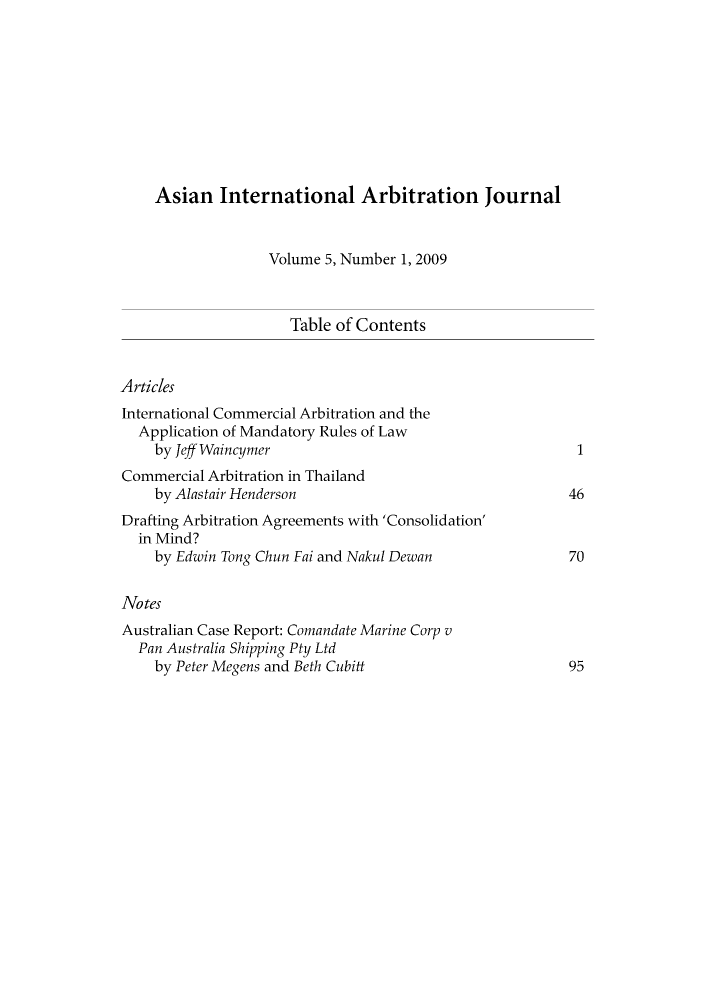 Asian International Arbitration Journal V 5
