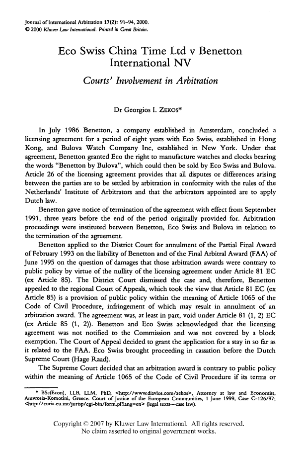 nevada legal form 2000 Ltd v. International Swiss Eco China Benetton NV Time nevada legal form 2000 Ltd v. International Swiss Eco China Benetton NV Time