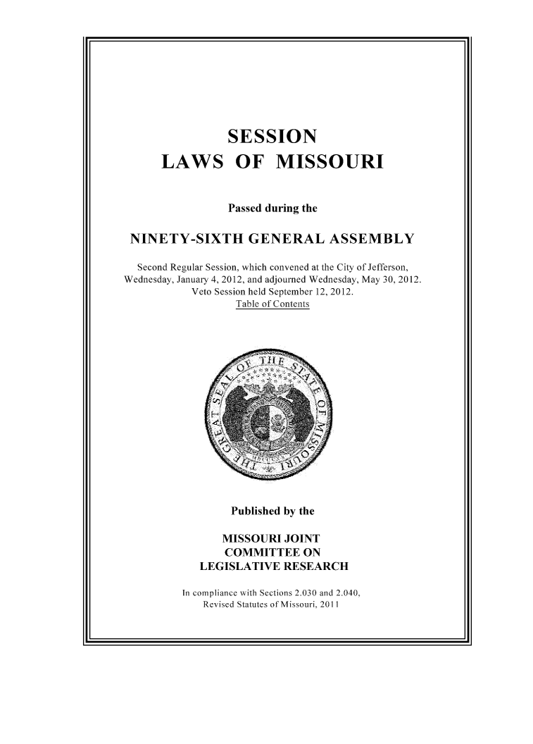 Missouri 96th General Assembly 2nd Regular Session V