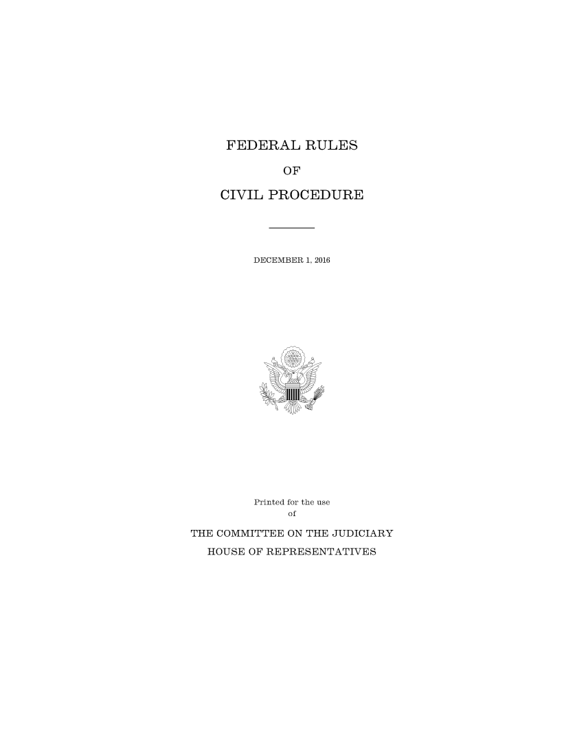 Federal Rules Of Civil Procedure With Forms V 2016